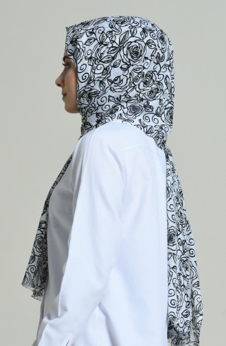 Elmina Patterned Shawl White Black 440-102