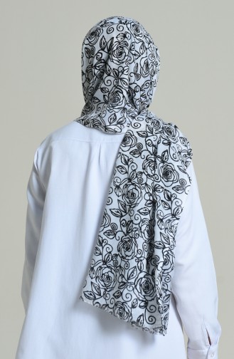 Elmina Patterned Shawl White Black 440-102