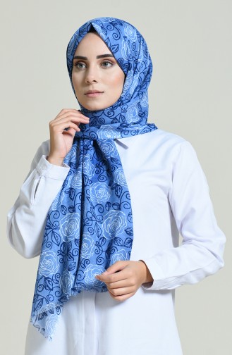 Elmina Gemusterte Schal 440-105 Blau Schwarz 440-105