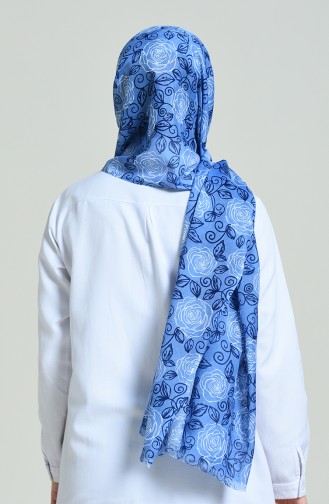 Elmina Patterned Shawl Blue Black 440-105