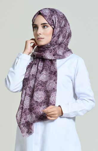 Elmina Patterned Shawl Dark Lilac Black 440-113