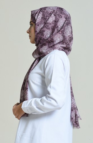 Elmina Patterned Shawl Dark Lilac Black 440-113