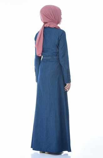 Navy Blue Hijab Dress 93161-01