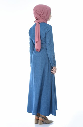 Jeansblau Hijab Kleider 93161-02