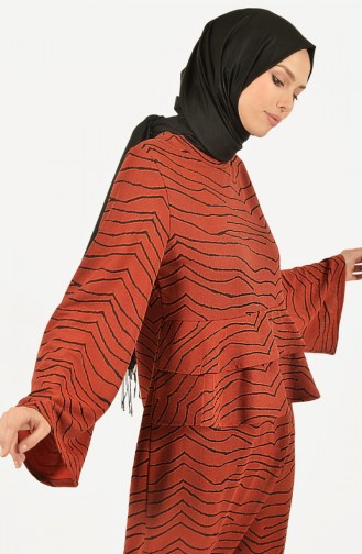 Ziegelrot Hijab Kleider 1441-01