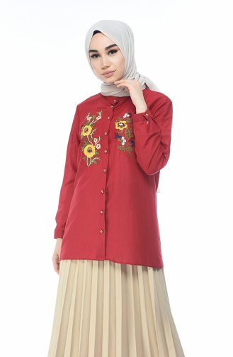 Claret red Overhemdblouse 1014-06