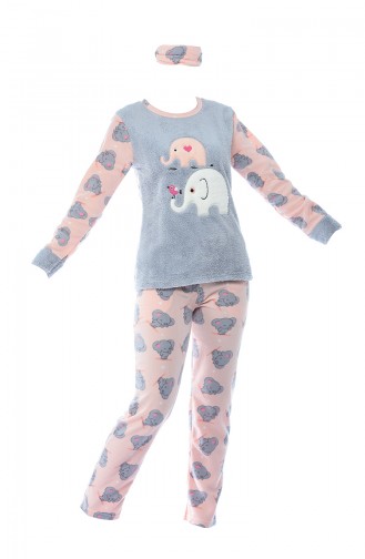 Bayan Welsoft Pijama Takımı 8030-01 Somon Gri