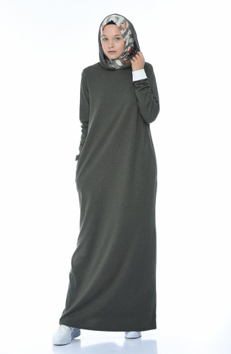 Khaki Hijab Dress 4052-04