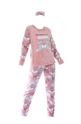 Bayan Welsoft Pijama Takımı 8052-01 Pudra