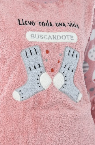 Bayan Welsoft Pijama Takımı 8052-01 Pudra