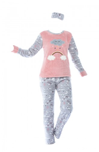 Ensemble Pyjama Pour Femme 8056-01 Gris Rose 8056-01