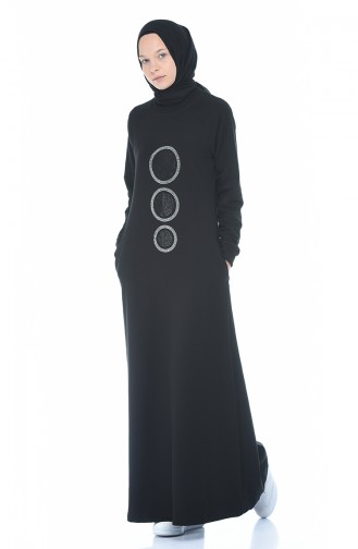 Schwarz Hijab Kleider 4080-01