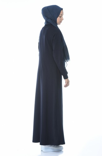 Navy Blue Hijab Dress 4080-02