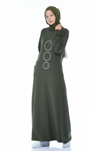 Khaki Hijab Dress 4080-04