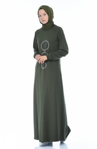 Khaki İslamitische Jurk 4080-04
