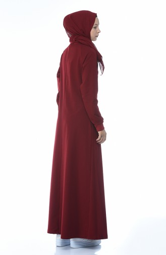 Claret Red Hijab Dress 4080-06