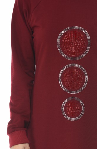 Claret Red Hijab Dress 4080-06