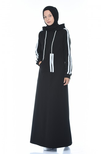 Schwarz Hijab Kleider 4084-01