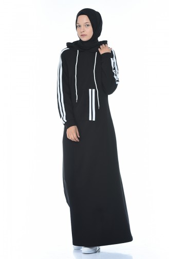 Schwarz Hijab Kleider 4084-01