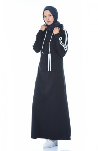 Dunkelblau Hijab Kleider 4084-02