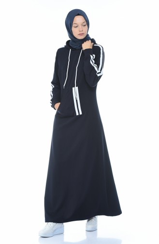 Dunkelblau Hijab Kleider 4084-02