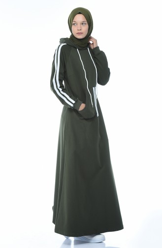 Khaki Hijab Dress 4084-05