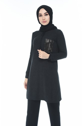 Saisonale Tunika mit Tasche 2202-06 Schwarz 2202-06