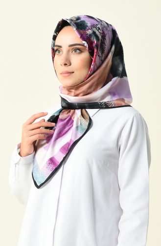 Karaca Desenli Rayon Eşarp 90596-02 Siyah Pudra 90596-02