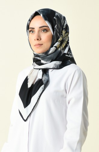 Karaca Patterned Rayon Scarf Black Grey 90596-03