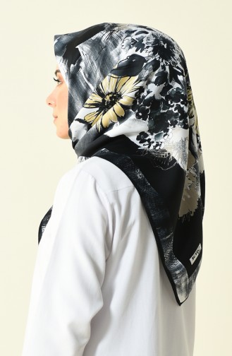 Karaca Patterned Rayon Scarf Black Grey 90596-03