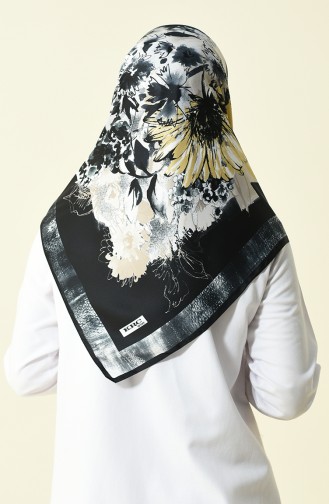 Karaca Patterned Rayon Scarf Black Grey 90596-03