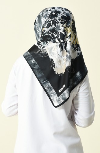 Karaca Patterned Rayon Scarf Black Grey 90596-03