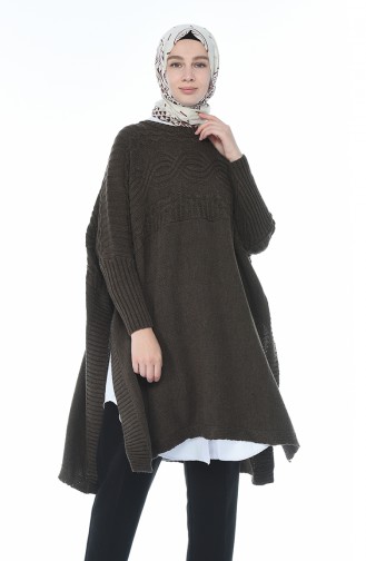Tricot Sweater Poncho Brown 1921-10