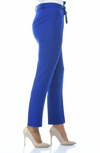 Belted Straight Leg Trousers 5180-01 Saxe Blue 5180-01