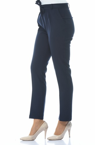 Pantalon a Ceinture 5180-03 Bleu Marine 5180-03