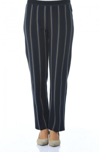 Pantalon a Rayures 2119-01 Bleu Marine 2119-01