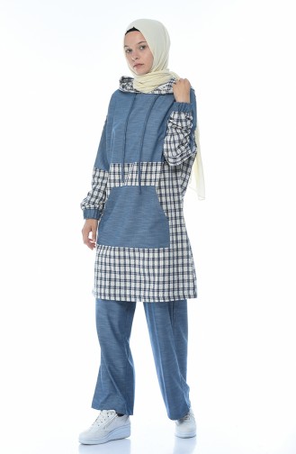 Patchwork Tunika Hose Doppel Set 1137-02 Jeans Blau 1137-02