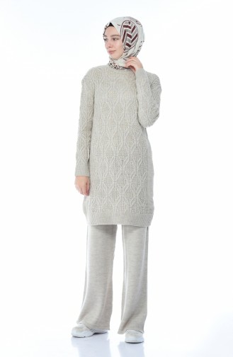 Tricot Tunic Trousers Double Set Beige 1912-05
