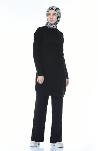 Tricot Tunic Trousers Double Set Black 1912-08