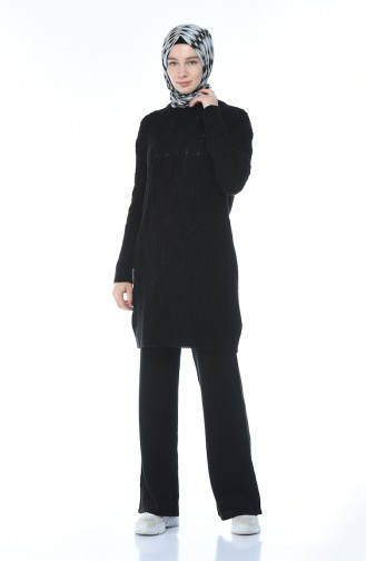 Ensemble Deux Pieces Tunique Pantalon Tricot 1912-08 Noir 1912-08