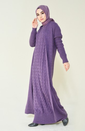 Ensemble Deux Pieces Robe Gilet Tricot 1915-02 Violet 1915-02