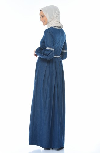 Dunkelblau Hijab Kleider 81744-02