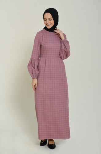 Sleeved Pleated Dress Dried rose 2089-02