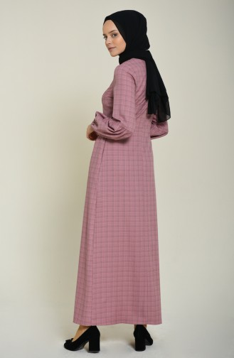 Sleeved Pleated Dress Dried rose 2089-02