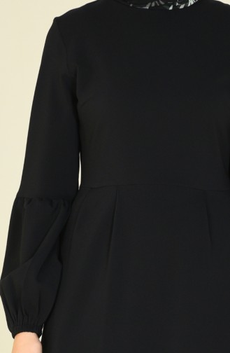 Sleeved Pleated Dress Black 2089A-01