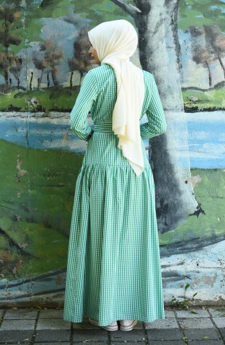 Plaid Belted Dress Green 8022-05