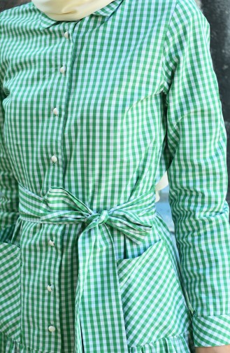 Plaid Belted Dress Green 8022-05