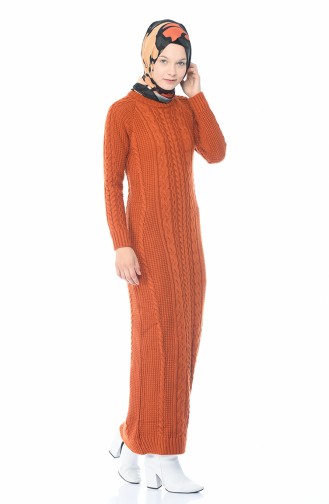 Brick Red Hijab Dress 0931-04