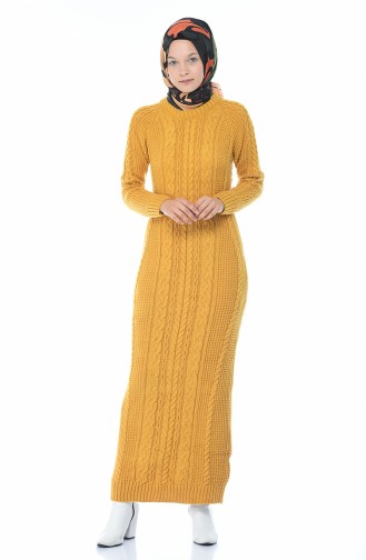 فستان أصفر خردل 0931-05