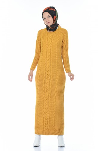 Mustard İslamitische Jurk 0933-02